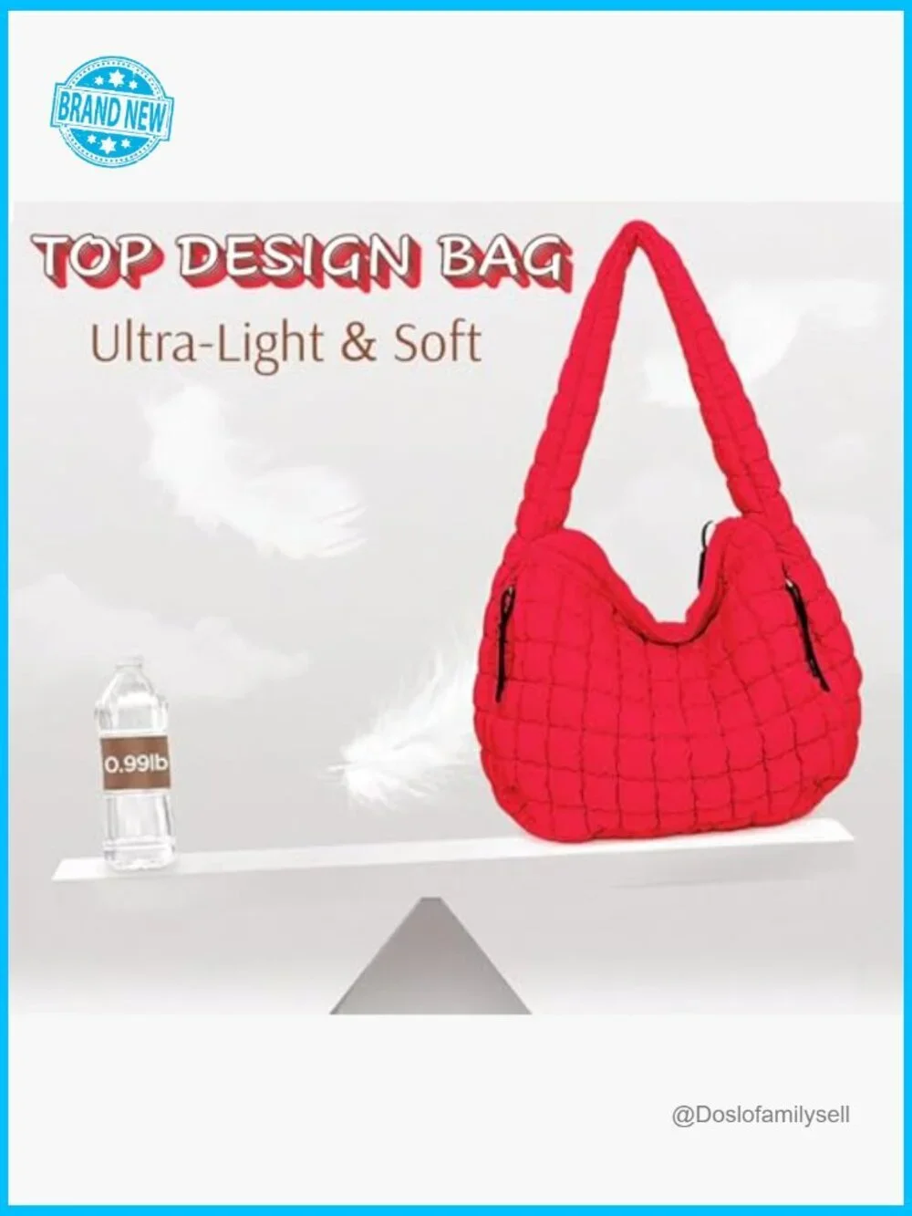 Quilted Puffer Hobo Bag Large Nylon Crossbody Shoulder Tote Lightweight Puffy